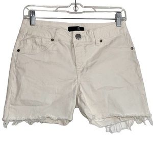 1822 Denim Shorts Off White Frayed Hem Size S